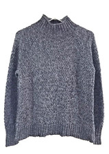Chaps Women  s Gray Cotton High Neck Chunky Sweater Medium