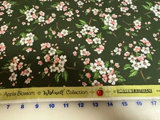 Apple Blossoms on Green - from Wishwell collection cotton Fabric per yd sewing