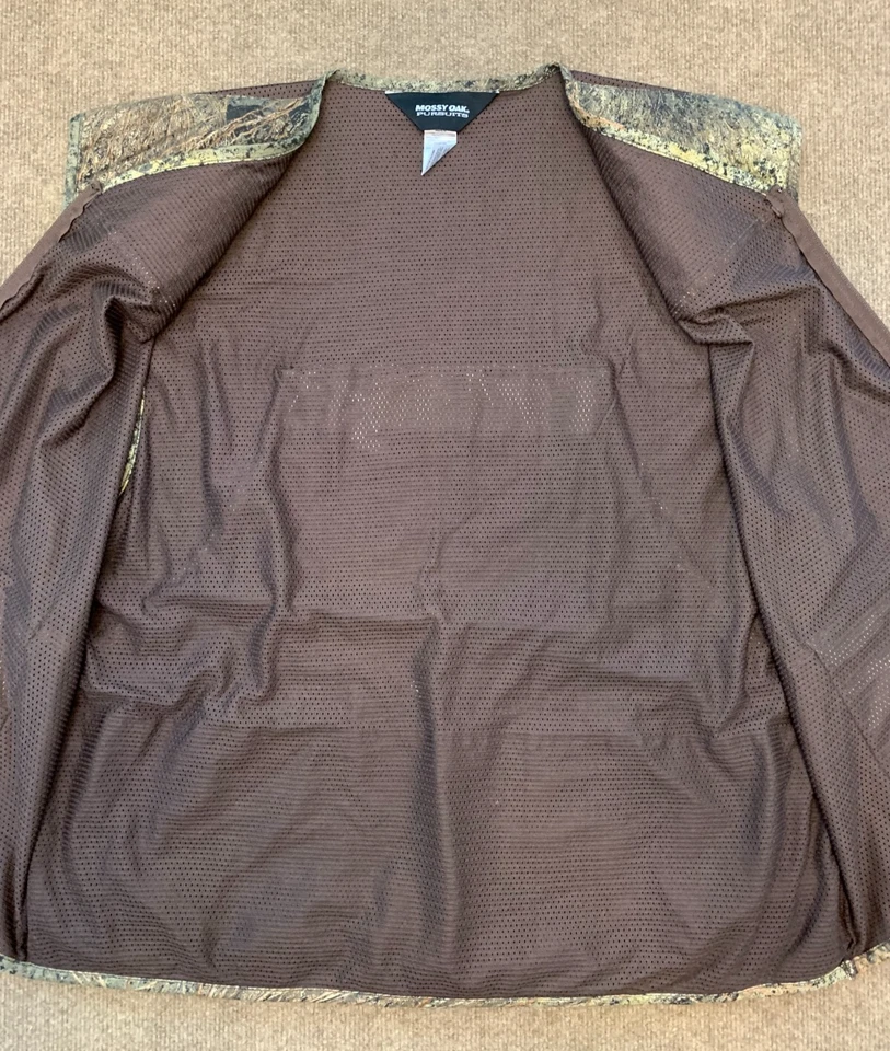 Mossy Oak Vest Mens M/L Pursuits Brush Camo Turkey Dove Zip Quilted Mesh Hunting - Image 2 of 4