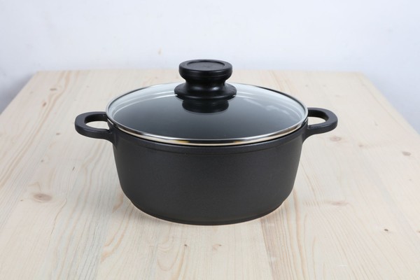 Aluguss Kochtopf 2,3L 20Cm Glasdeckel KüChen Mahlzeit Induktion Kochen Herd-image