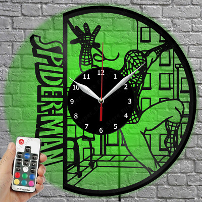 LED Clock Superhero Vinyl Record Wall Clock Led Light Wall Clock 2829