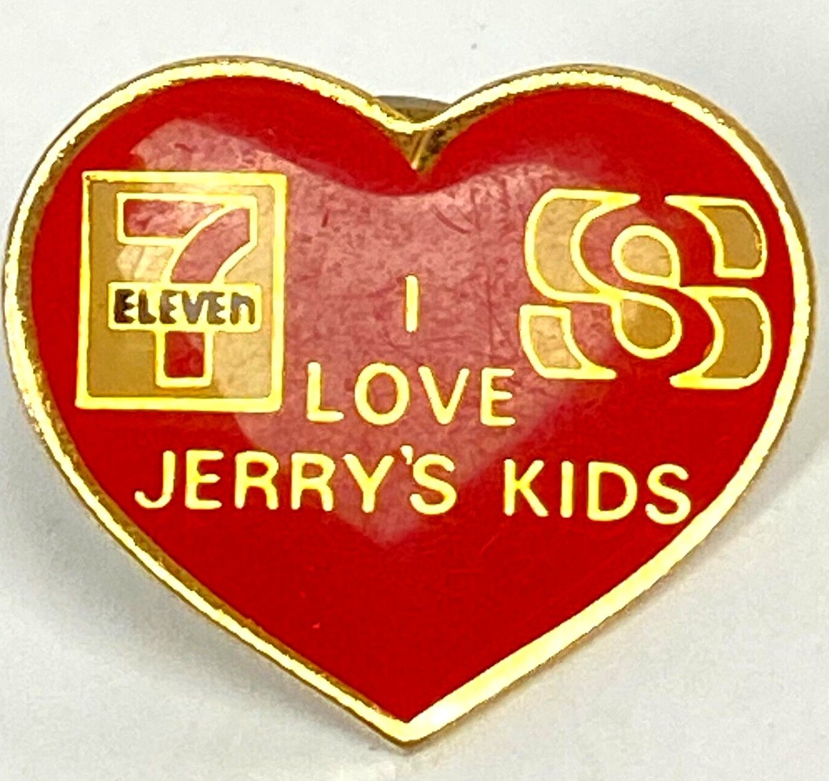 7-11 Southland I Love Jerry's Kids Red Heart Gold Tone Enamel