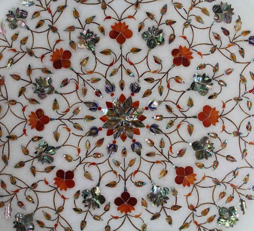 12" Marble Side End Table Top Carnelian Inlay Handmade Work Home Decor & gifts - Picture 2 of 3