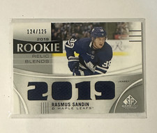 2019-20 SP Game Used 2019 Rookie Relic Blends Rasmus Sandin Rookie 124/125
