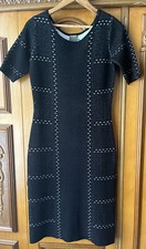 Taylor Women's Knit Midi Sweater  Dress Black and White Size Small