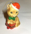 Vintage Cat Christmas Ornament Bell Ceramic 2.5” Tall - 1987 JSNY