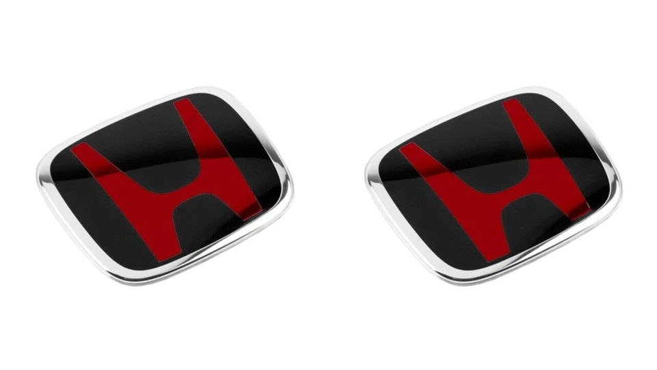 Genuine Style 3pcs Red Black Front Rear Red Emblem Badge CRV RM 12-16 - Изображение 3 из 4