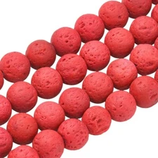 30 Lava Beads Red 8mm BULK Stone Round Circle Wholesale Jewelry Supplies