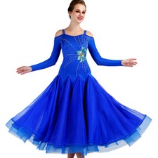 NEW Latin Ballroom Dance Dress Modern Salsa Waltz Standard Long Dress F329