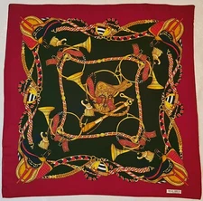 SCARF VINTAGE AUTHENTIC OLGA GRECO EQUESTRIAN ART HORSE SADDLES 30" SQUARE