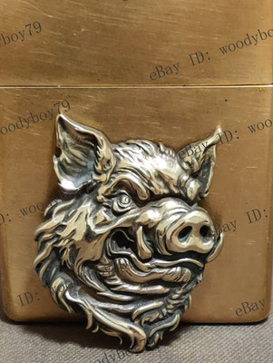 1 pcs Lighter accessories Brass Zodiac Pig Badge DIY sticker