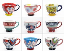 450ml Large Ceramic Coffee Mug Hand painted Design Tea Cup Teacups Xmas gift box