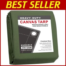 7x9 Canvas Tarp with Grommets, Heavy Duty Multipurpose Cover