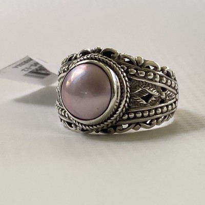 Neu Sarda Artisan of Bali Sterlingsilber 925 rosa Mabe Perle Ring Größe 12