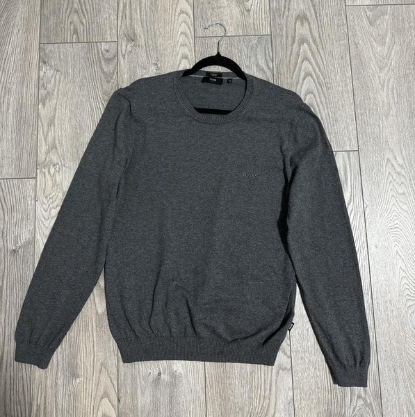 Men Hugo Boss Sweater Grey Cotton 38 / M / 46 #N7XS