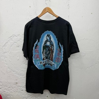 Vintage 00 s y2k religious Virgen de Guadalupe Graphic black Tee 