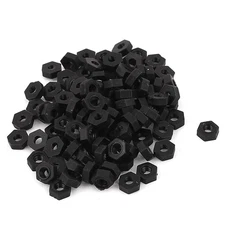 M2.5 Thread Insert Lock Screw Fastener Nylon Hex Nuts Black 100Pcs