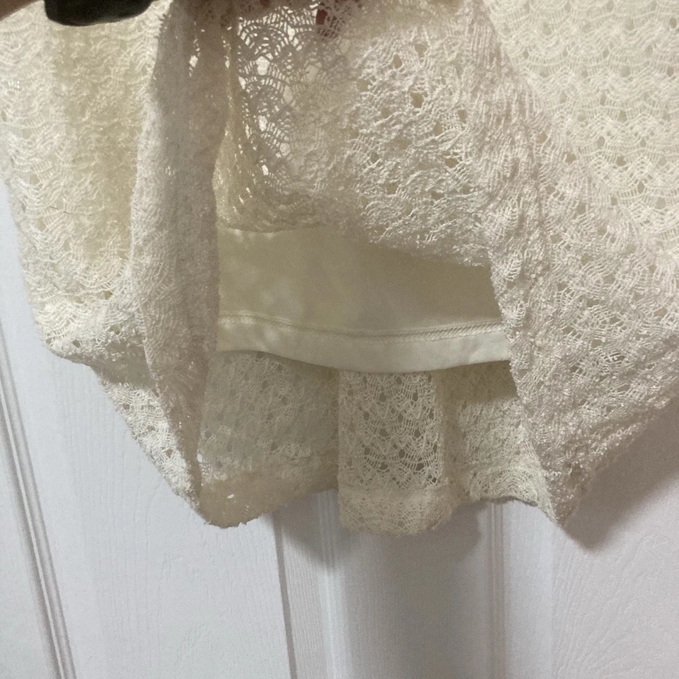 Vestido para mujer talla 14 blanco roto tejido mangas Sharagono playa boho crucero costero Foto 3 de 4