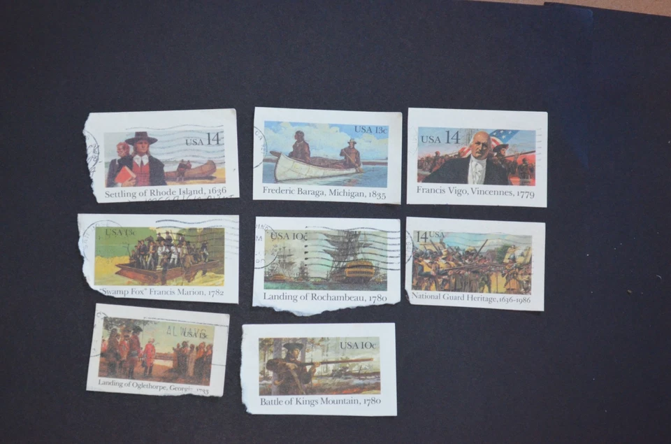 US Cut Square Stamps Lot of 8 Historical Pictures - Image 2 of 4