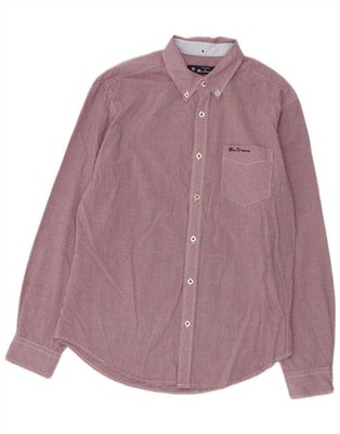 Ben Sherman Mens Shirt Medium Red Check Cotton BJ40