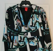 Sz XS Womens Nike All Over Marble Print Anorak Jacket Graphic Windbreaker