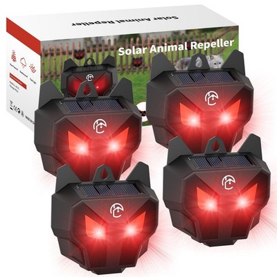 Solar Nocturnal Animal Repeller with Red LED Flashing Lights   Effective Coyo...