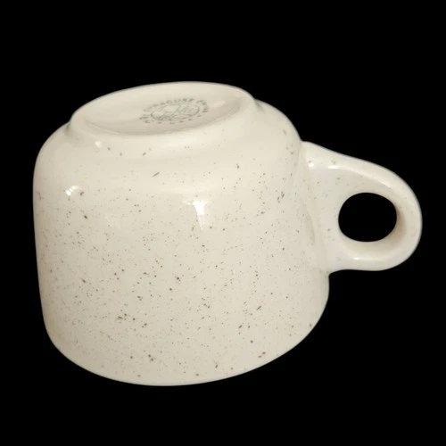 Syracuse China Restaurant Ware Coffee Mug Speckled Tan Rimmed Cup USA Vintage