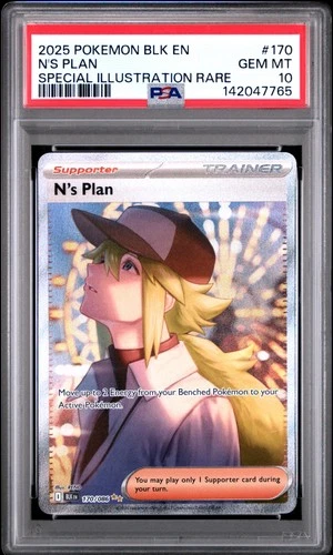 2025 POKEMON BLK EN-BLACK BOLT SPECIAL ILLUSTRATION RARE #170 N'S PLAN PSA 10