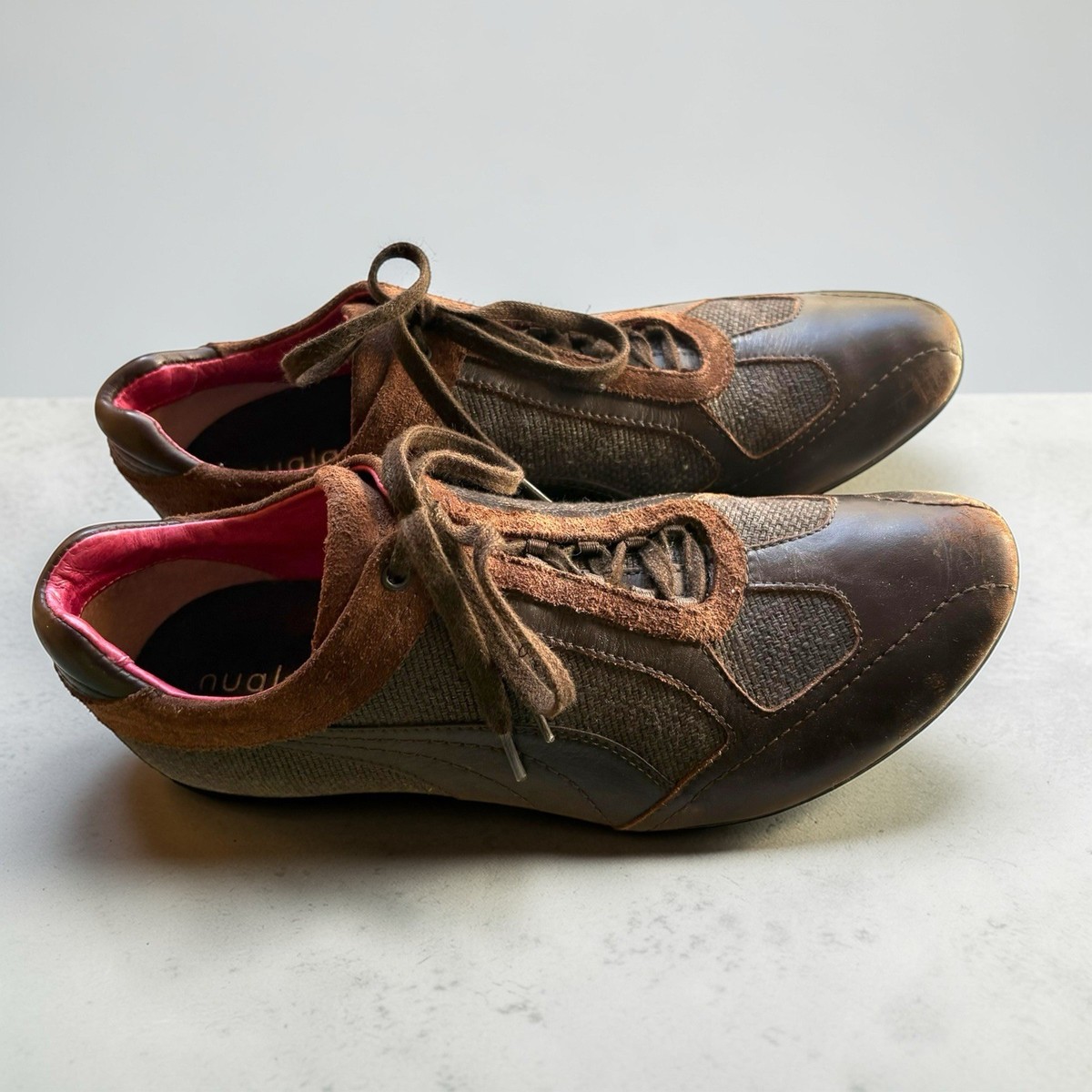 Vintage Y2K Nuala Made In Italy Leather Brown Sneakers By Puma Sz 