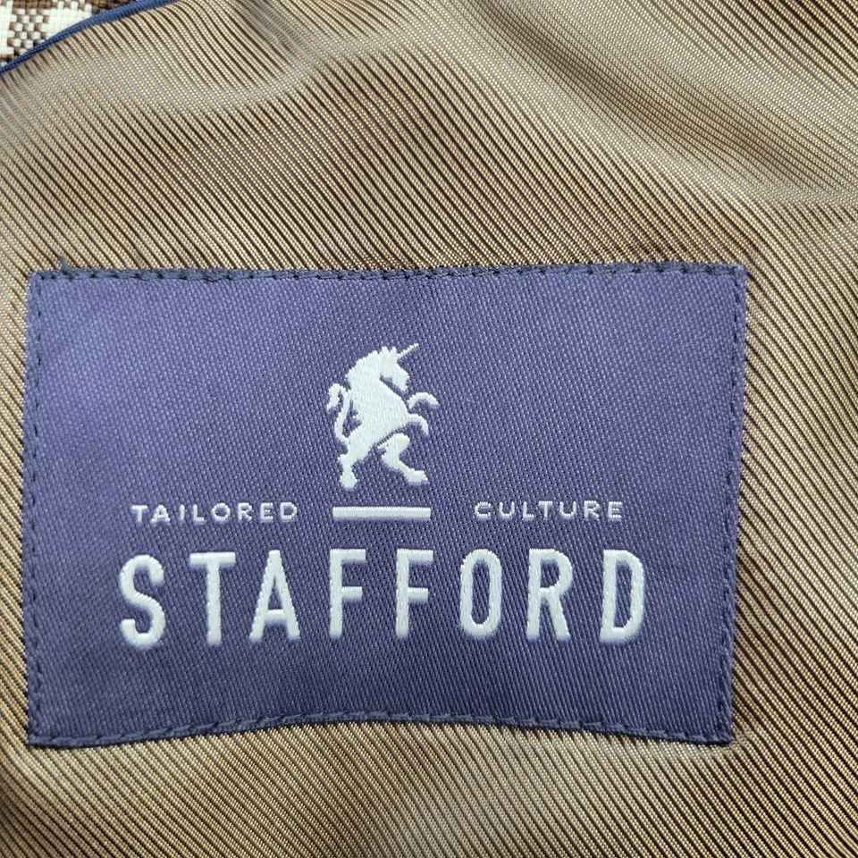 Blazer Stafford Para Hombres 56L Marrón Lana Cuadros Bolsillos Traje Chaqueta Abrigo Deportivo Foto 3 de 4