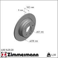 2X Zimmermann 400.1420.20 Bremsscheibe FüR Mercedes Benz SL 190 R129 W201