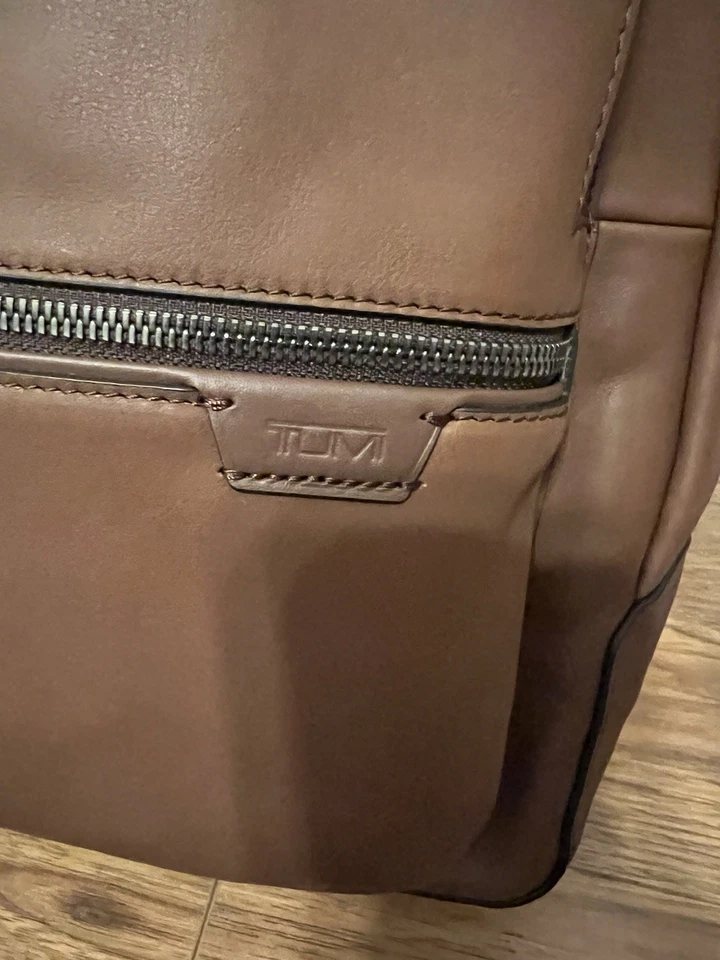 NEW Tumi Harrison BRADNER 16.5” - 100% Leather Laptop Backpack- COGNAC BROWN - Image 4 of 4