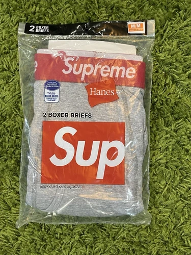 Lot de 2 boxers Supreme Hanes gris bruyère SS24 homme taille Medium