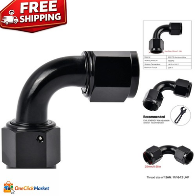 #ad High Pressure 12AN Female to Female 90 Degree Coupler Fitting Aluminum Finish $24.69