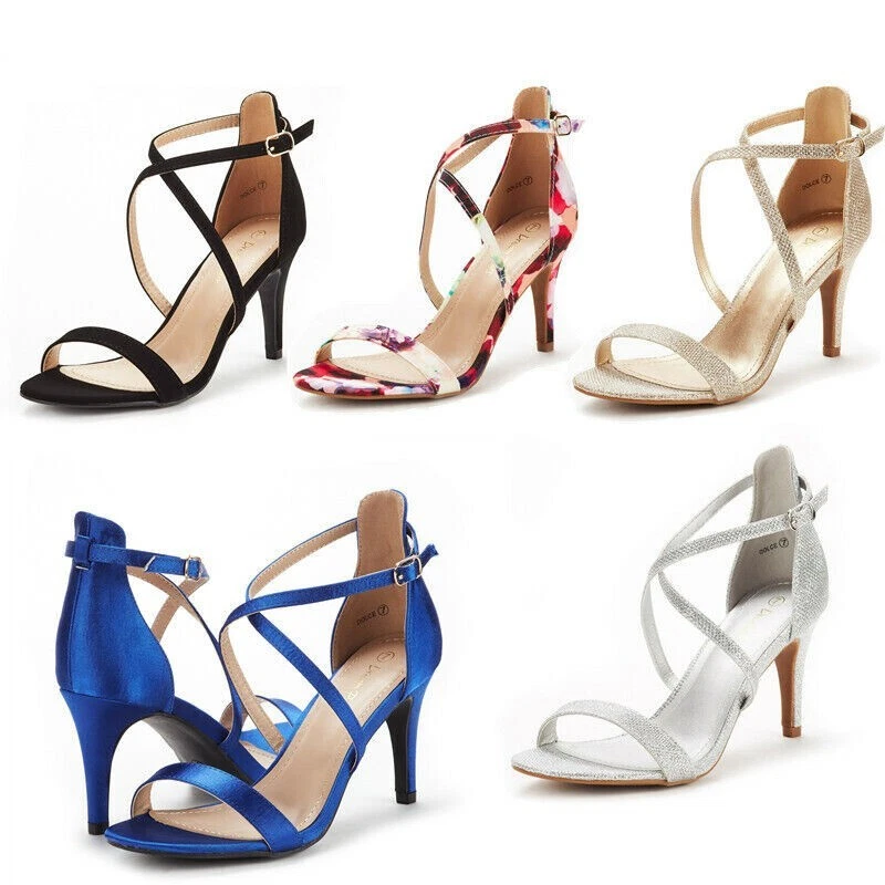 DREAM PAIRS Women Ankle Strap Open Toe Stilettos Heel Sandals Pump Shoes