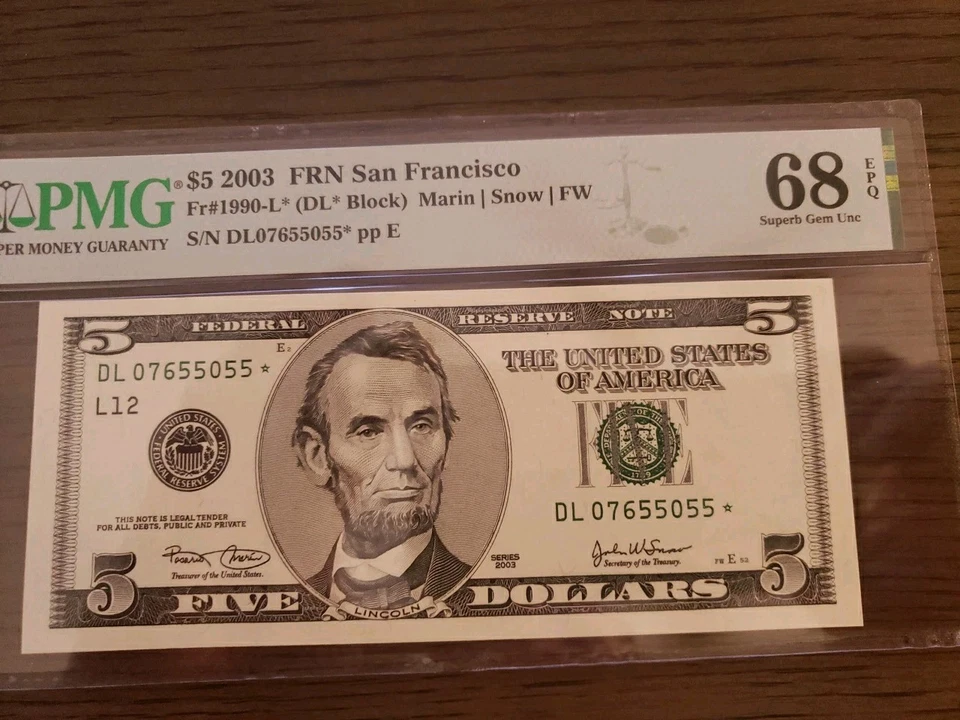 2003 $5 San Francisco Star PMG Superb Gem 68 EPQ! Very Scarce!!! - Image 2 of 3
