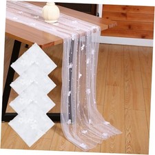 2 Pack 10 ft Pearl Table Runner White Chiffon Tulle Fabric Lace Tablecloth