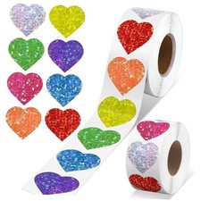 500 Pieces Glitter Heart Stickers Valentine's Love Decorative Stickers Style 2