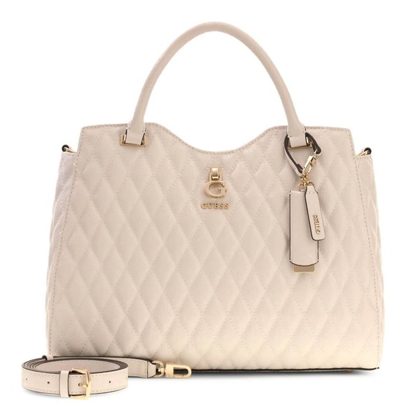 Guess Tamara Satchel Handtasche UmhäNgetasche Tasche Bone Weiß Neu-image