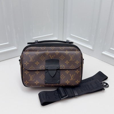Louis Vuitton S Lock Messenger Shoulder Bag Crossbody Brown Black