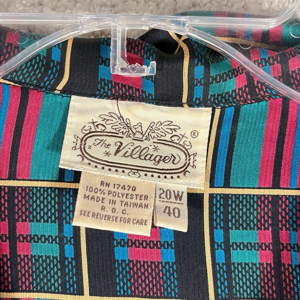 Vintage The Villager 2 Piece Set Blouse Skirt Women’s Size 22 Bright Plaid - Image 4 of 4