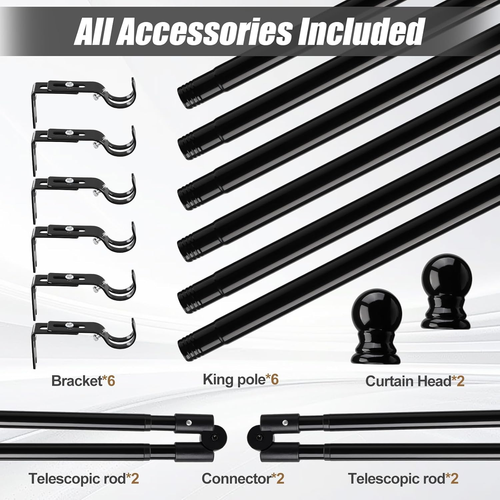 U Shape Heavy Duty Curved Curtain Rods adjust to fit most size for 3 Bay Windows - Picture 9 of 12