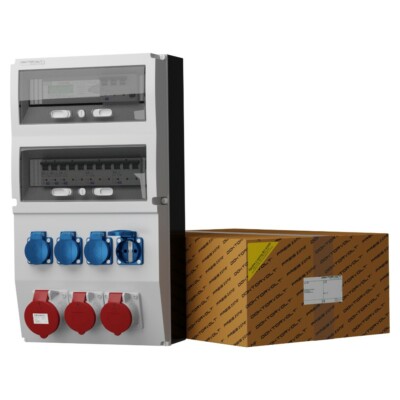Stromverteiler 3Phasige Stromzähler eXT-S/FI 32A 2x16A 4x230V Schuko 0809
