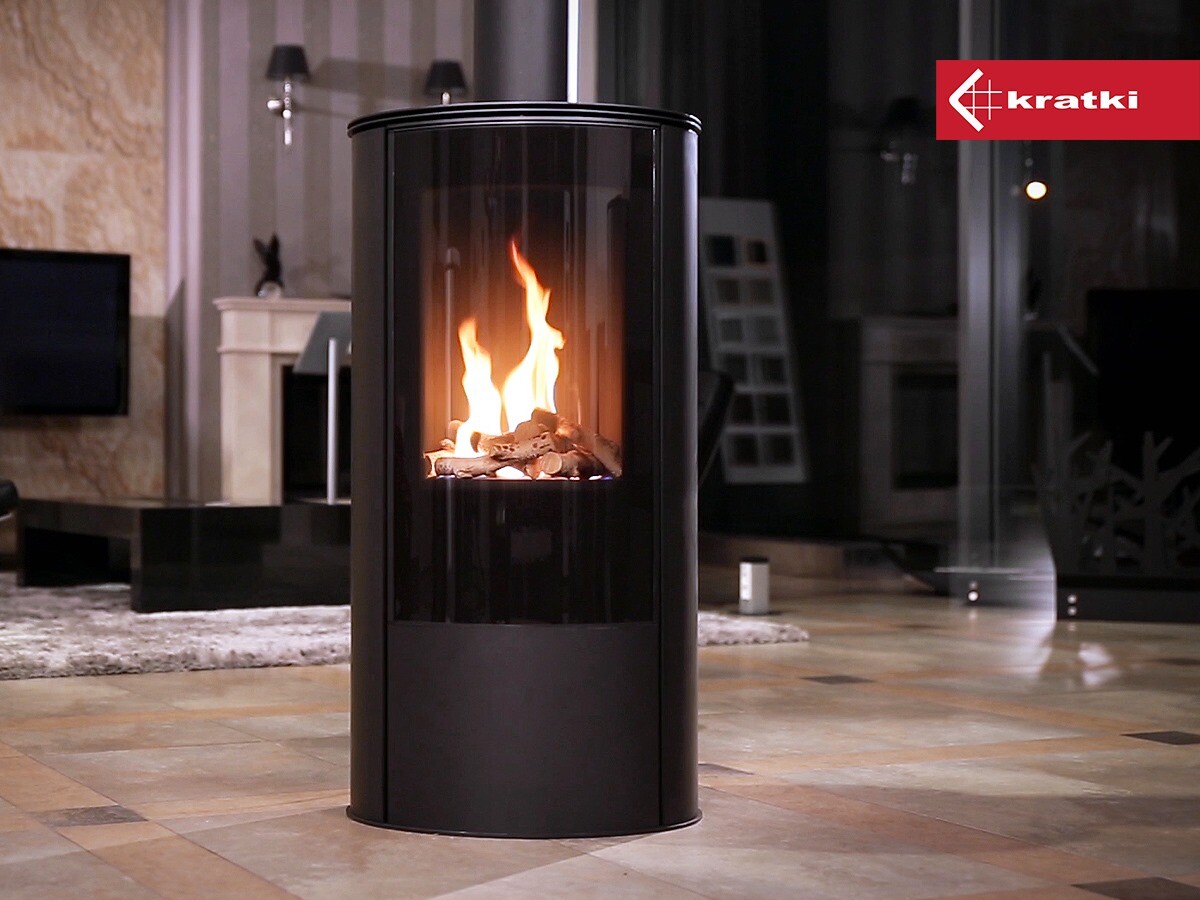 MODERN GAS STOVE FIRE LPG NG curved glass cylinder tall gas stove balanced  flue | eBay