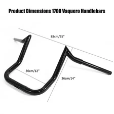 14" Ape Hanger Handlebars for 2010-up Kawasaki Vulcan 1700 Vaquero VN1700 ABS SE