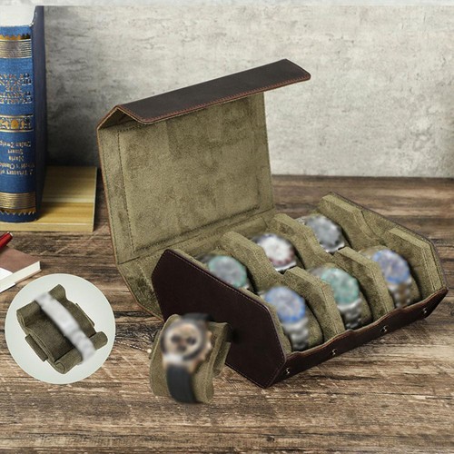 Genuine Leather Watch Box Display Case For 6 Watches Holder' Organizer H1M5 G1M9 - Picture 5 of 12