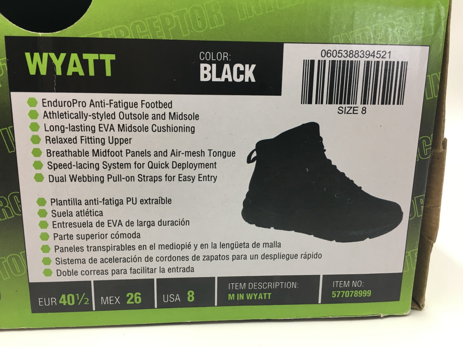 WYATT Interceptor Tactical Footwear Men's Size 8 Endu… Gem