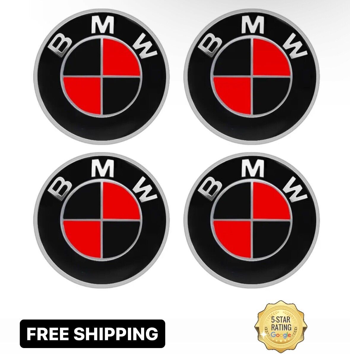 BWM 4 Pcs 68mm Fit Red Compatible Wheel Rim Cover Hub Center Caps Logo Emblem