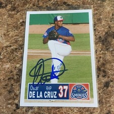 Oscar De La Cruz Signed 2018 Tennessee Smokies Team Set Auto Rc Chicago Cubs