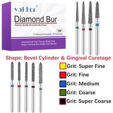 10/pk Vakker Dental FG Diamond Burs Bevel Cylinder  Gingival Curettage Burs